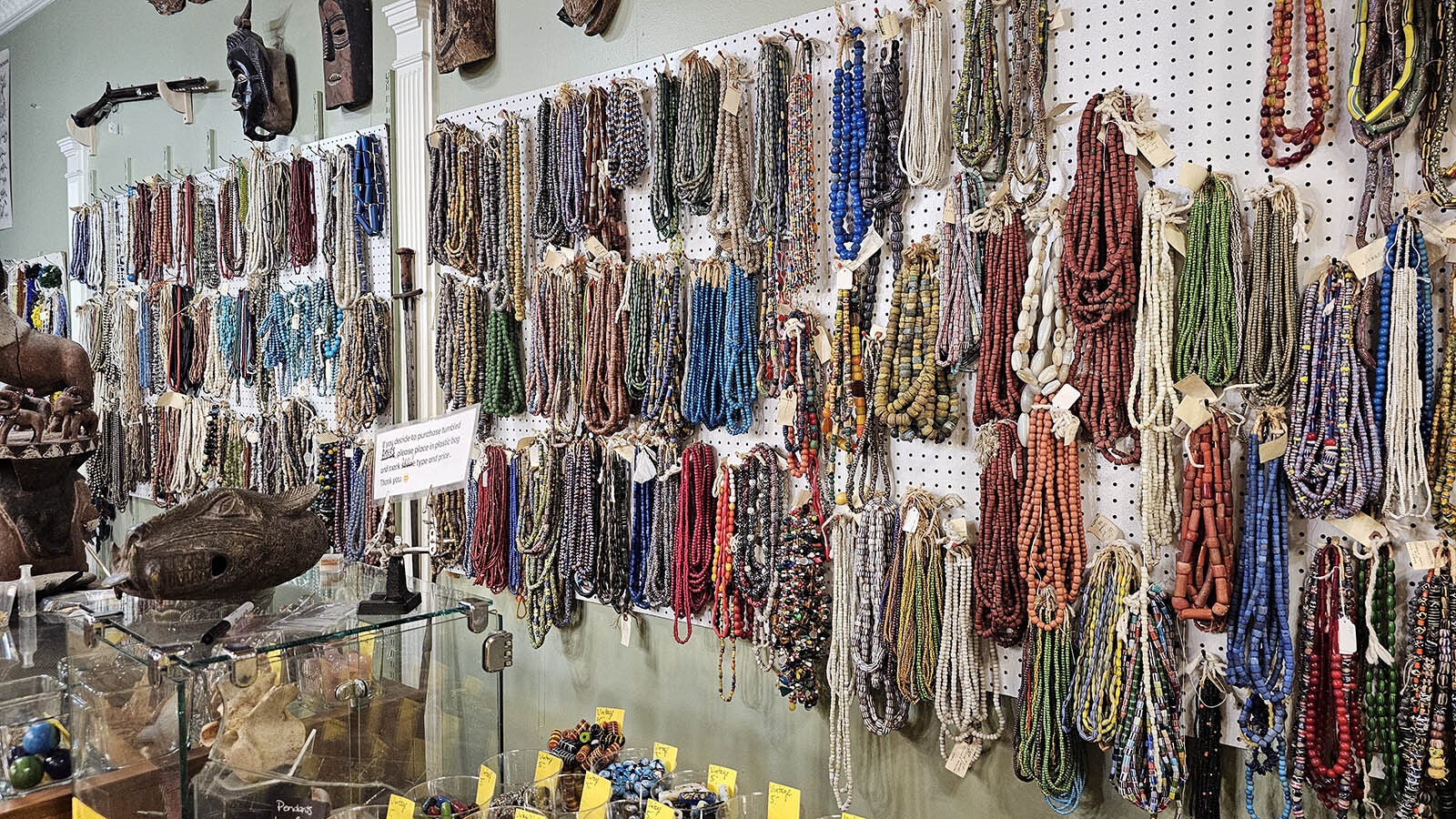 All kinds of trade beads, some of them 200 years old, at Bohemian Metals shop in Cheyenne.