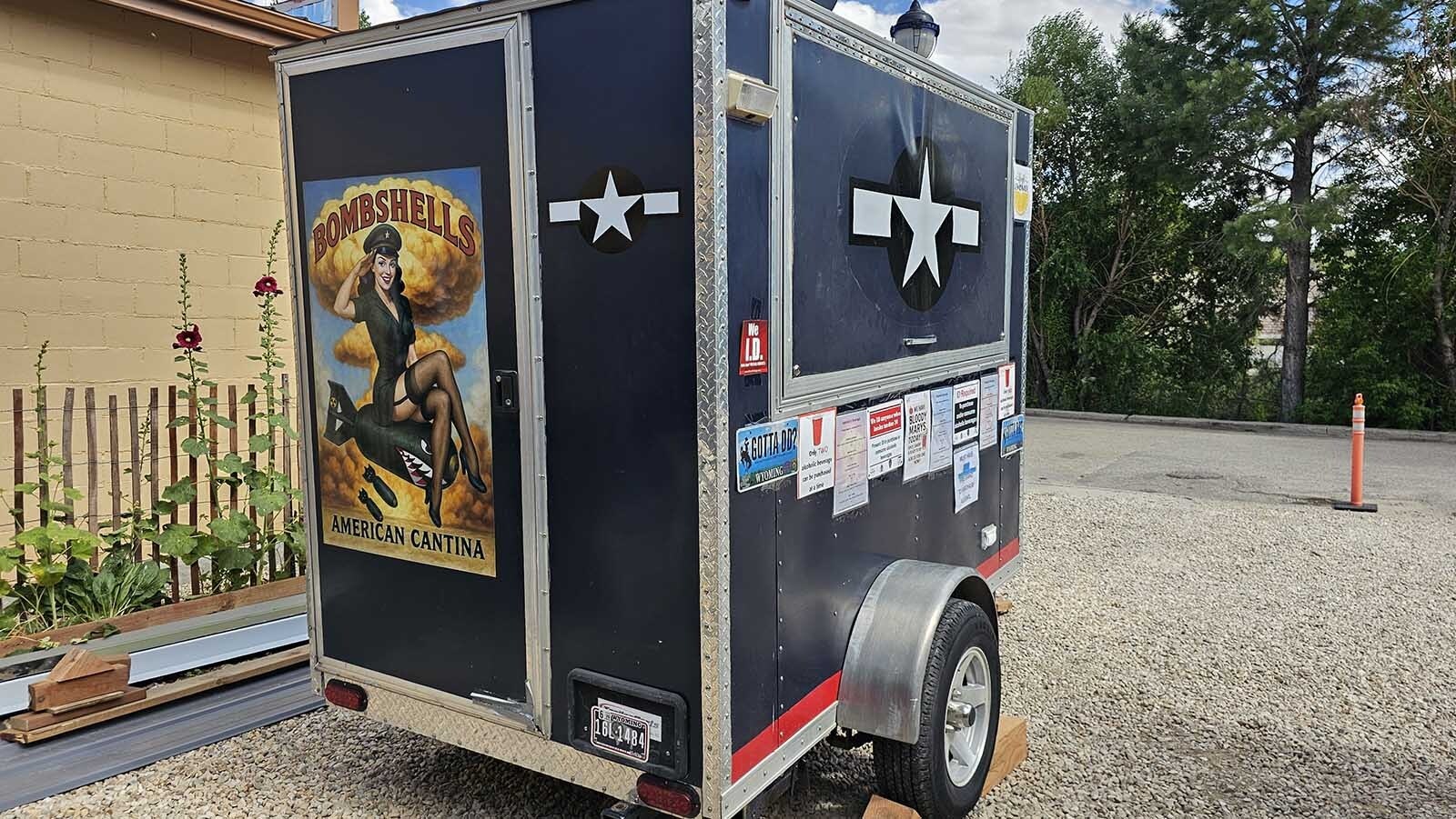 A mobile cocktail cart that belongs to a new lounge in Buffalo, Bombshells American Cantina.