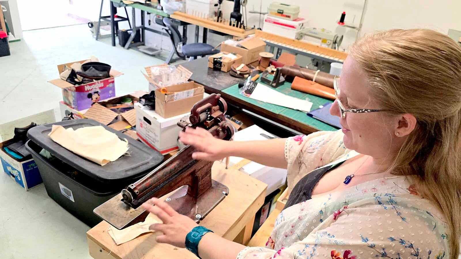 Alyssa Lenell-White talks about some of the vintage equipment she uses to custom-make boots. She's just opened a new store in Cheyenne.