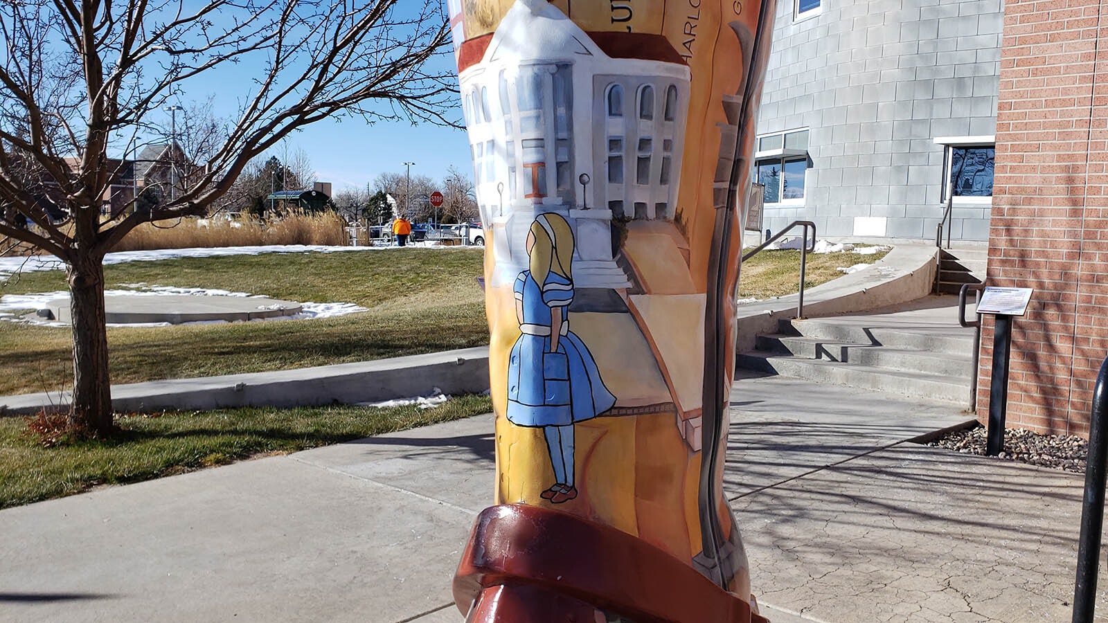 The Big Boot in front of the Laramie County Public Library branch in downtown Cheyenne.