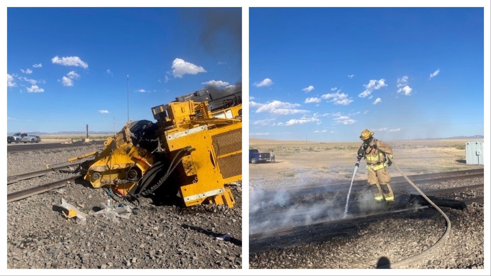 Union Pacific Railroad is investigating what sent 20 railcars off the tracks and caused a small fire near Bolser in Albany County on Wednesday. The derailment also left the tracks littered with packages.