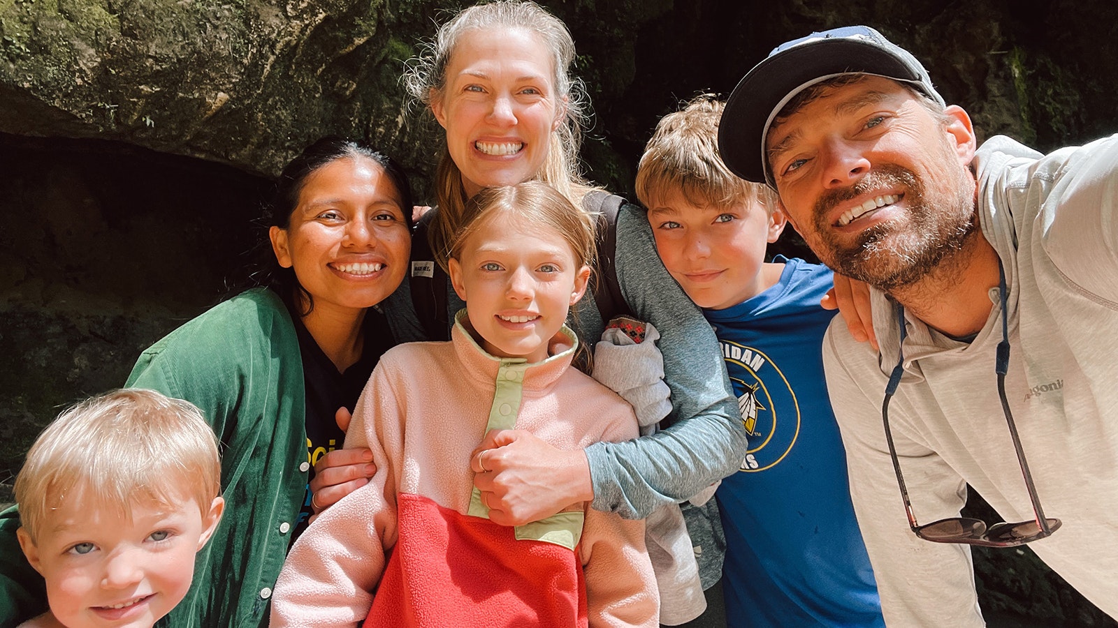 Emily and Colin Betzler and their children, from left, Pax, Storie and Hudson during a monthslong trip to see many of Bought Beautifully's partners around the world.