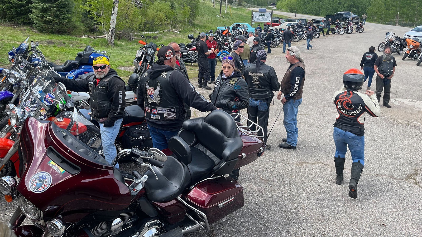 Boulder Poker Run riders at their first stop at The Place in Cora, Wyoming.