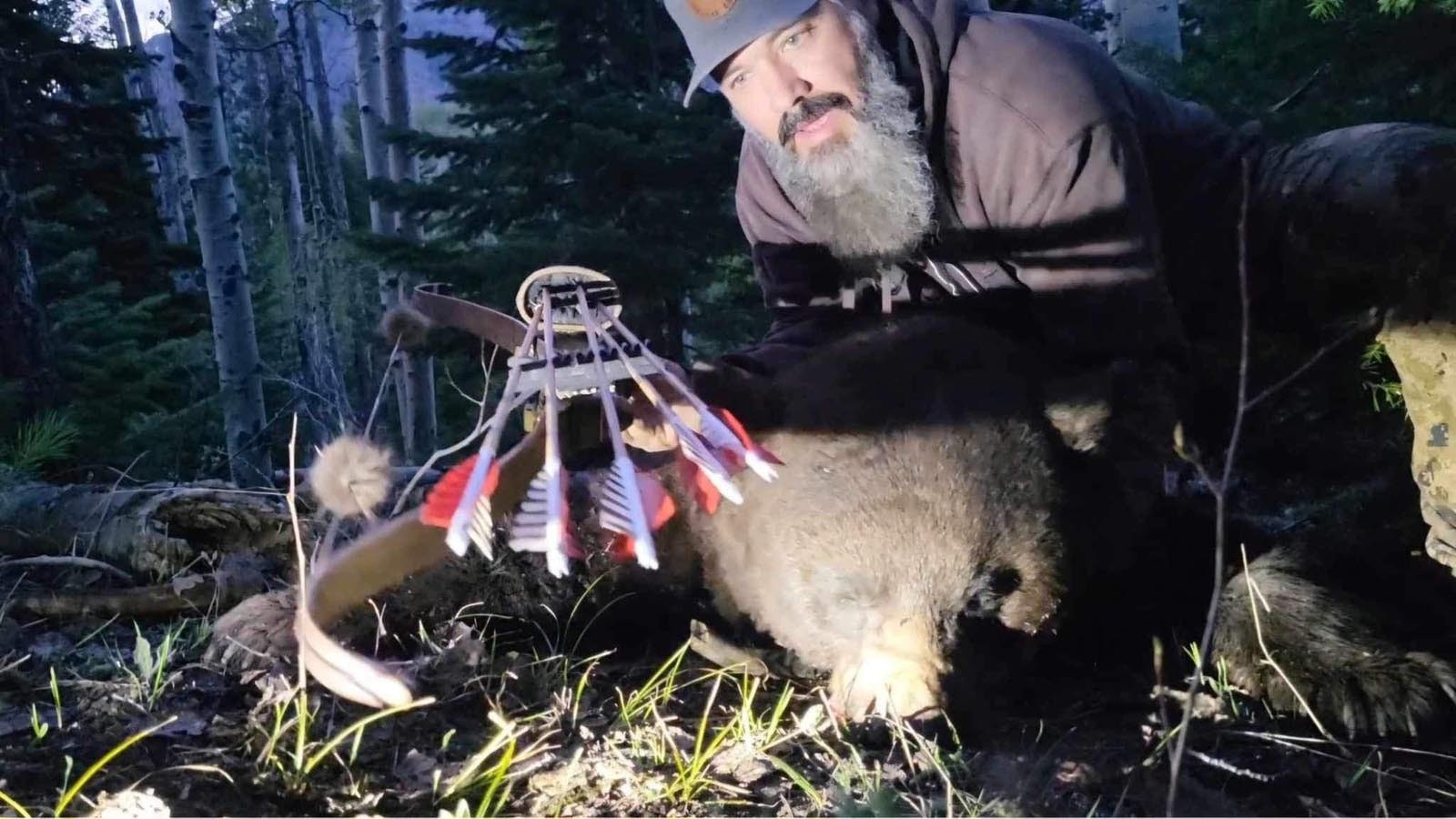 Owen Miller used a traditional recurve bow to kill this huge cinnamon-colored black bear in southern Wyoming. It’s in the running to be one of the biggest bears ever taken in the state.