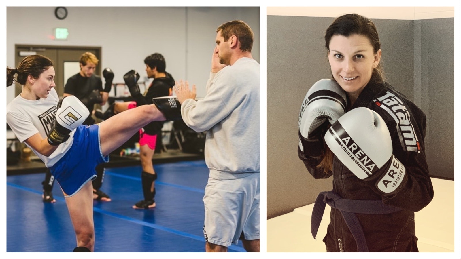 Jackson Hole MMA, left, began with offering boxing classes, but found difficulties with retaining members. It now focuses on kickboxing, mixed martial arts and jiujitsu. Janell Mellish, right, said her Arena Boxing Institute initially began with women’s classes and now has expanded to women, men, and youth. They teach boxing and jiu jitsu.