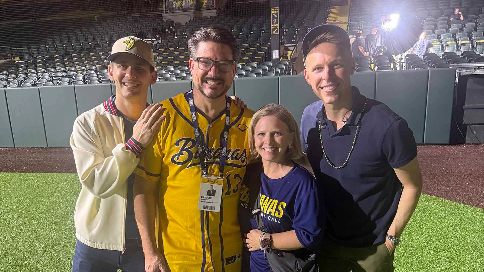 He was homeless and in despair when he built a popular theater program in Green River. Now Bradlee Skinner performs before sold-out crowds in his dream job with baseball's Savannah Bananas, one of the hottest tickets in sports. Above Skinner in Savannah, with Benj Pasek (left) and Justin Paul of "The Greatest Showman."