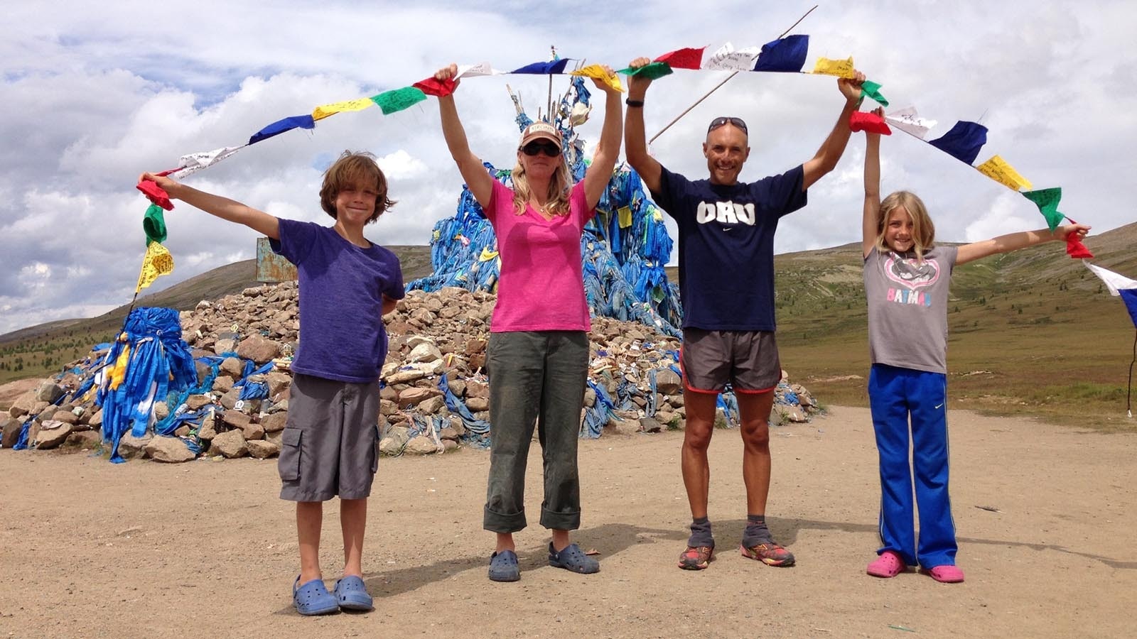 The experience of running across Mongolia in 2013 bonded his family in special way that continues today, Brian Hunter says. From left are Kai, Lissa, Brian and Selah.