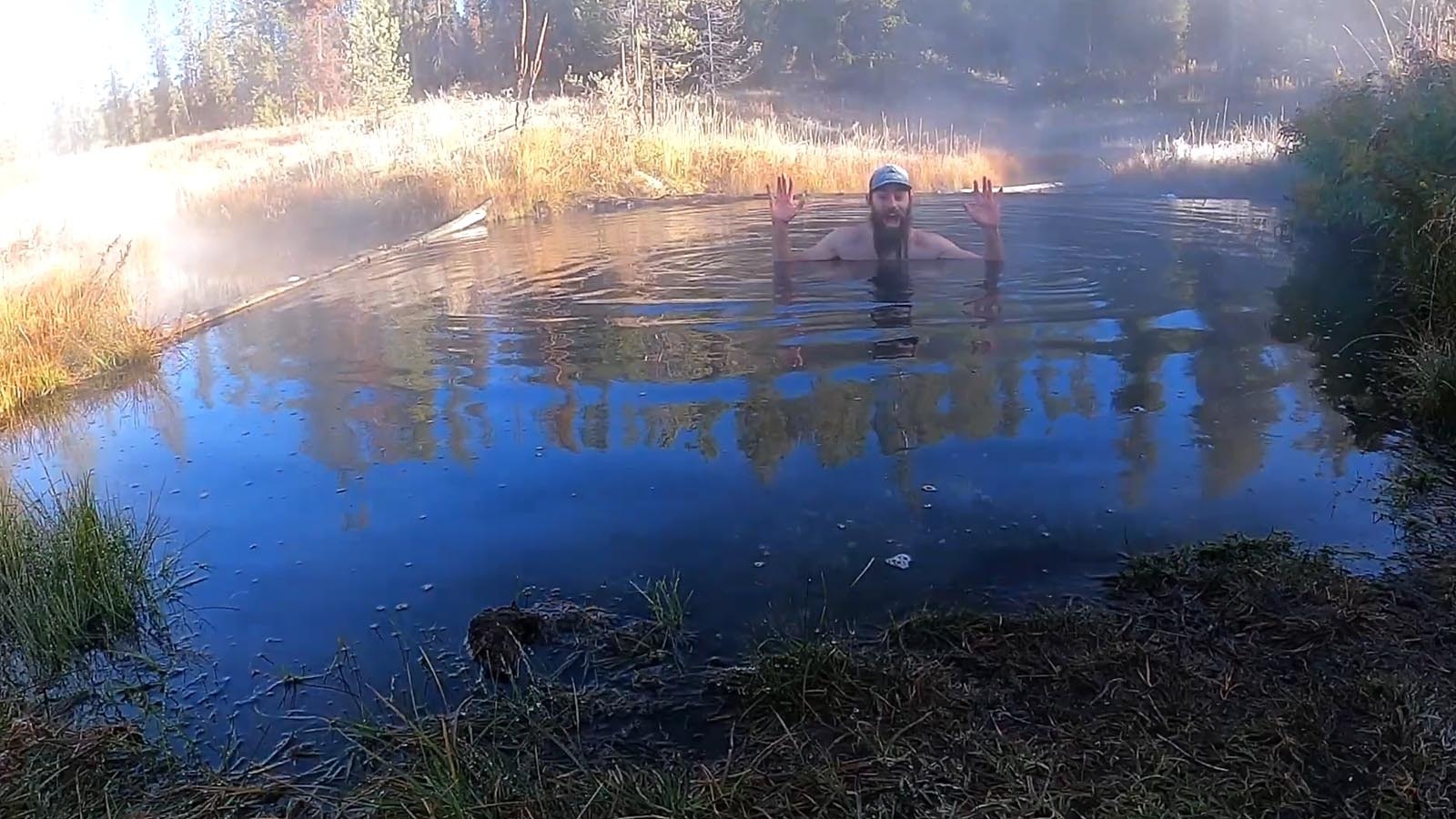 YouTuber Murphy Travels shoots video bathing in Huckleberry Hot Springs in Grand Teton National Park, one of several in the area that's confirmed to contain a deadly brain-eating amoeba.