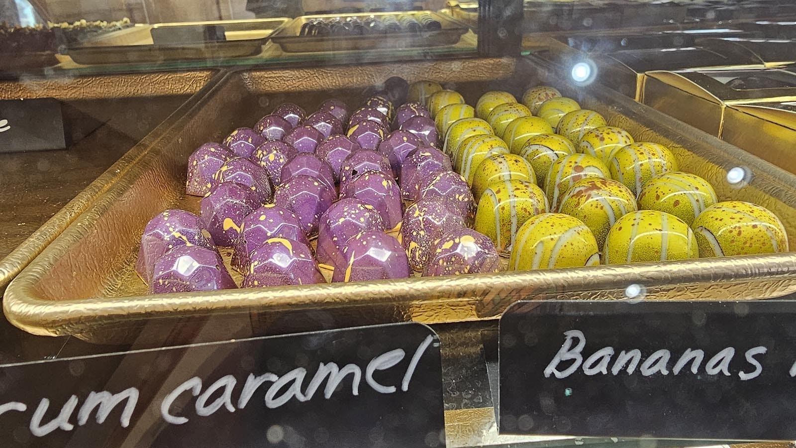 Rum caramel and banana-flavored chocolates are among the selections available at The Bread Doctor bakery.