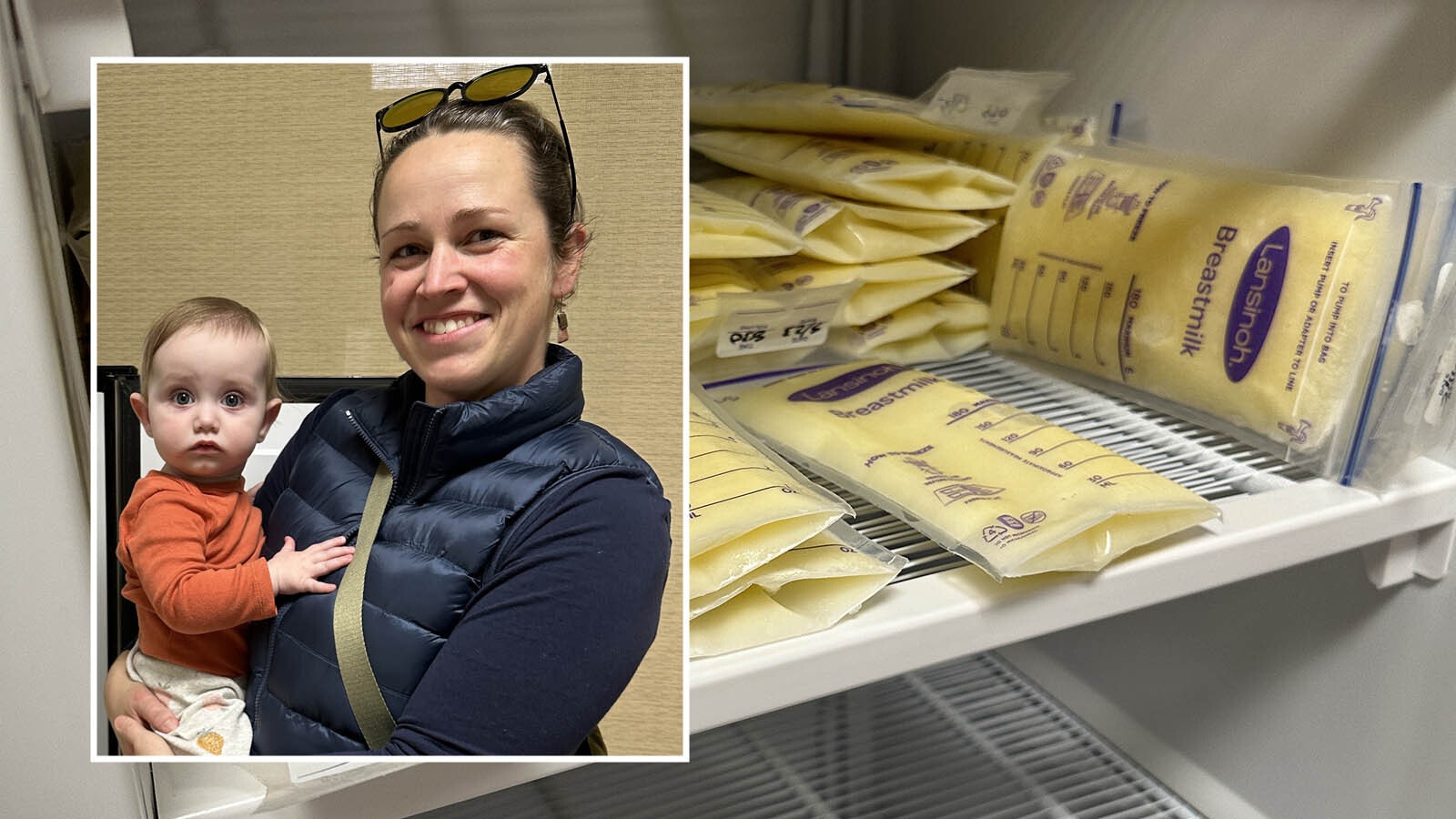 Amelia Rothleutner with a freezer full of breast milk she donated to Cody Regional Health's milk depot. Rothleutner is the first donor for Cody's milk depot, giving over 500 ounces, roughly four gallons, of excess breast milk.