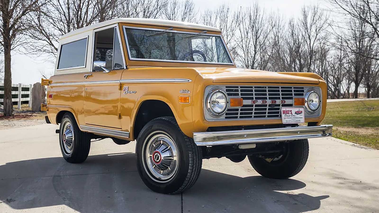 This refurbished 1971 Ford Bronco Sport sold at auction in Nebraska for $56,000 on Tuesday, April 15, 2026.