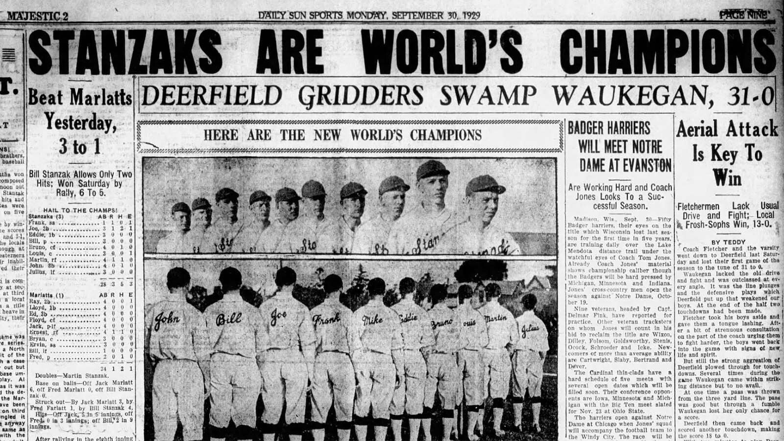 A story in the Waukegan, Ill., News-Sun proclaims its team the world champs.