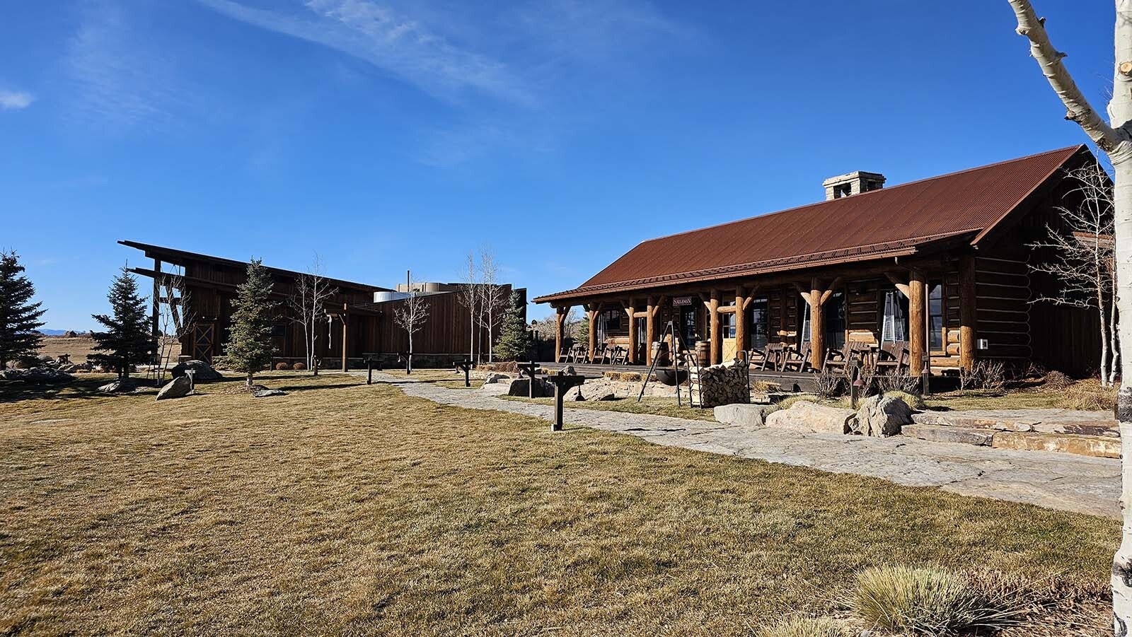 The saloon on the right and the Pioneer Kitchen on the left.