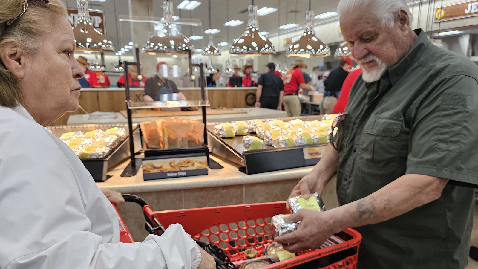 Madeline, left, and Cleto Sandover came to Buc-ee's for a brisket sandwich and to see the store.