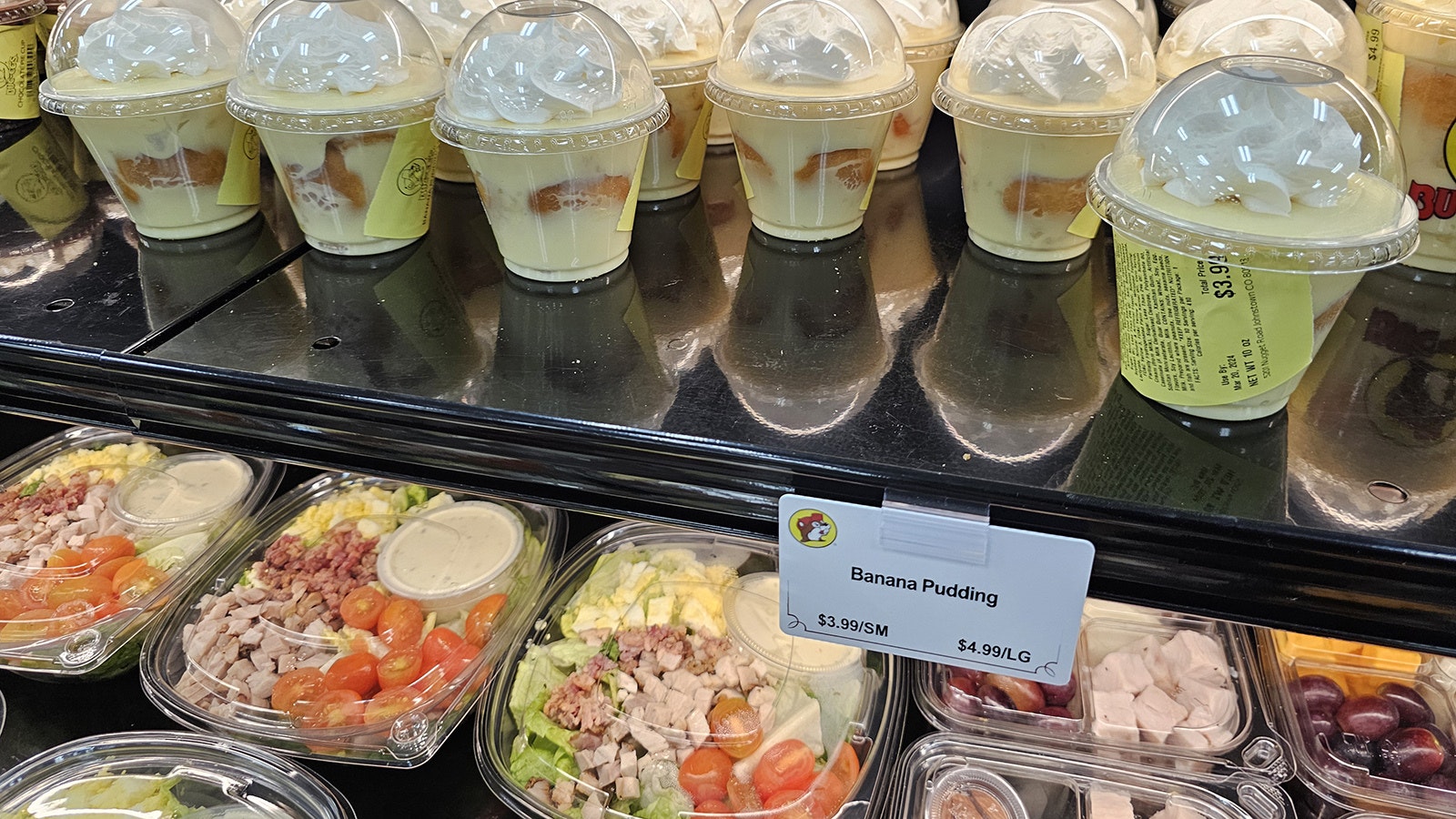 Pudding cups right above the salad. Talk about temptation.
