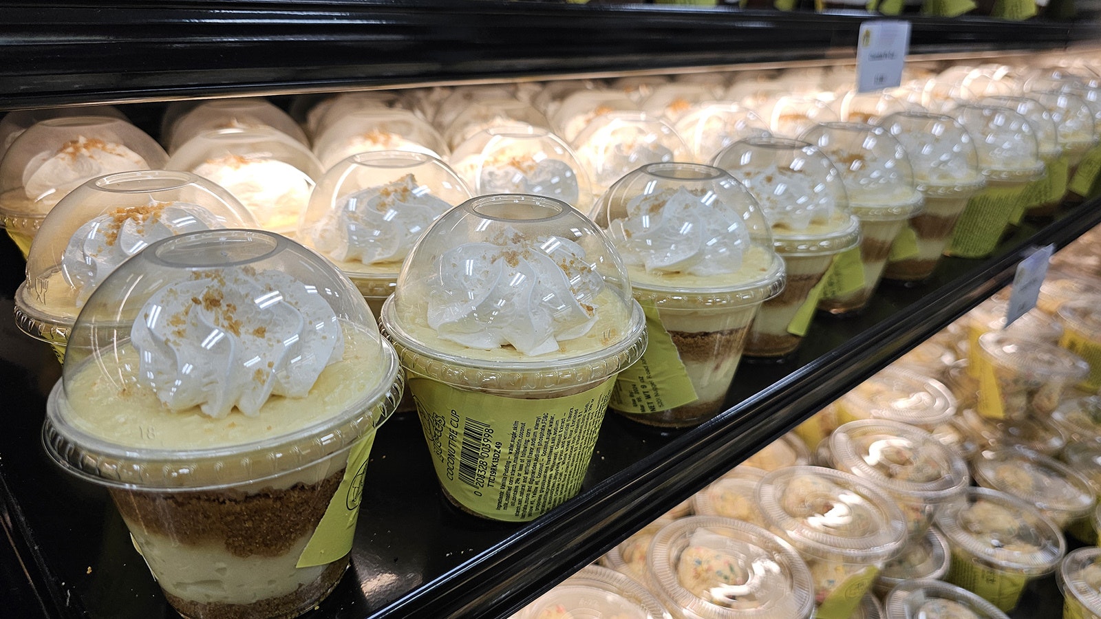 Rows and rows of pudding cups.