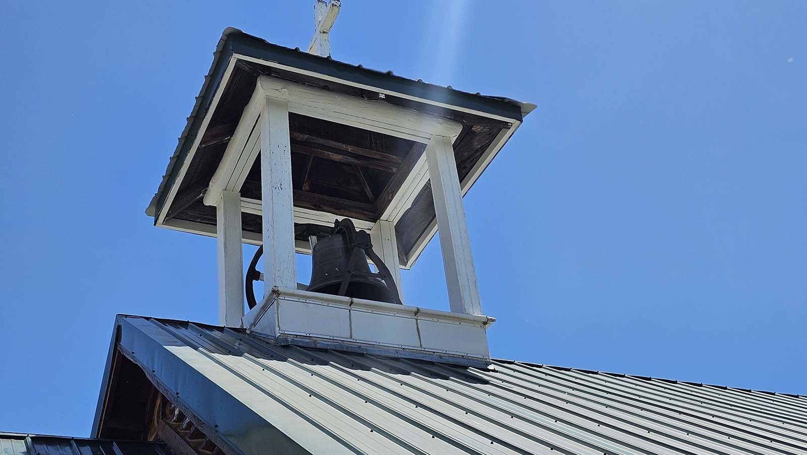 The bell atop the church was donated either by one of Wyoming's first ladies or by the mother-in-law of one of Wyoming's first ladies. No one was quite sure which.