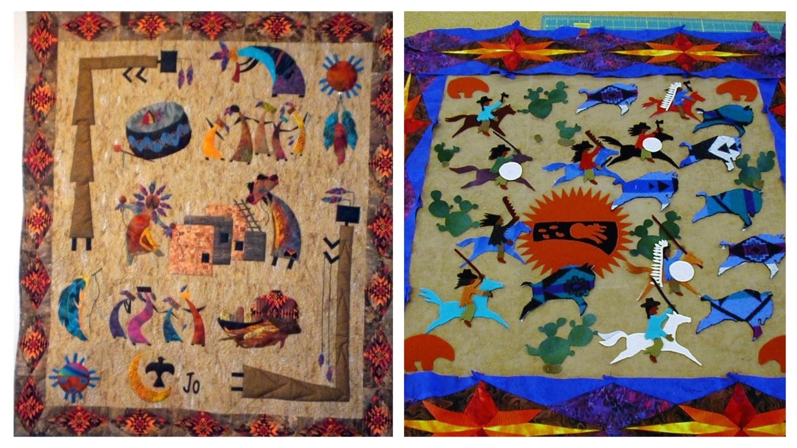 Jo Orchard, 84, has spent nearly 50 years creating pieces of art from quilts and hides. She also likes to tell stories through her work.