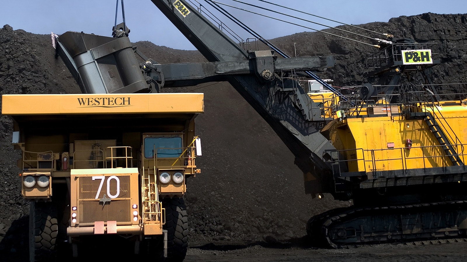 A shovel fills a haul truck with coal at the Buckskin Mine near Gillette, Wyoming, in this 2006 file photo.