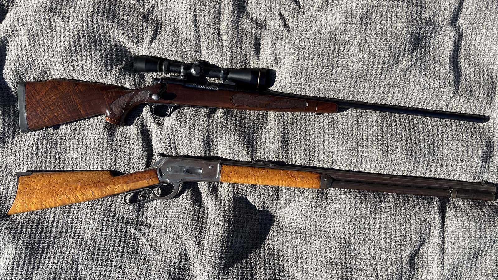 The Gee family, of Wyoming and Michigan, has hunted with these two rifles for decades: A Remington 700 BDL, chambered in .25-06, and a Winchester Model 1886, chambered in .45-90.