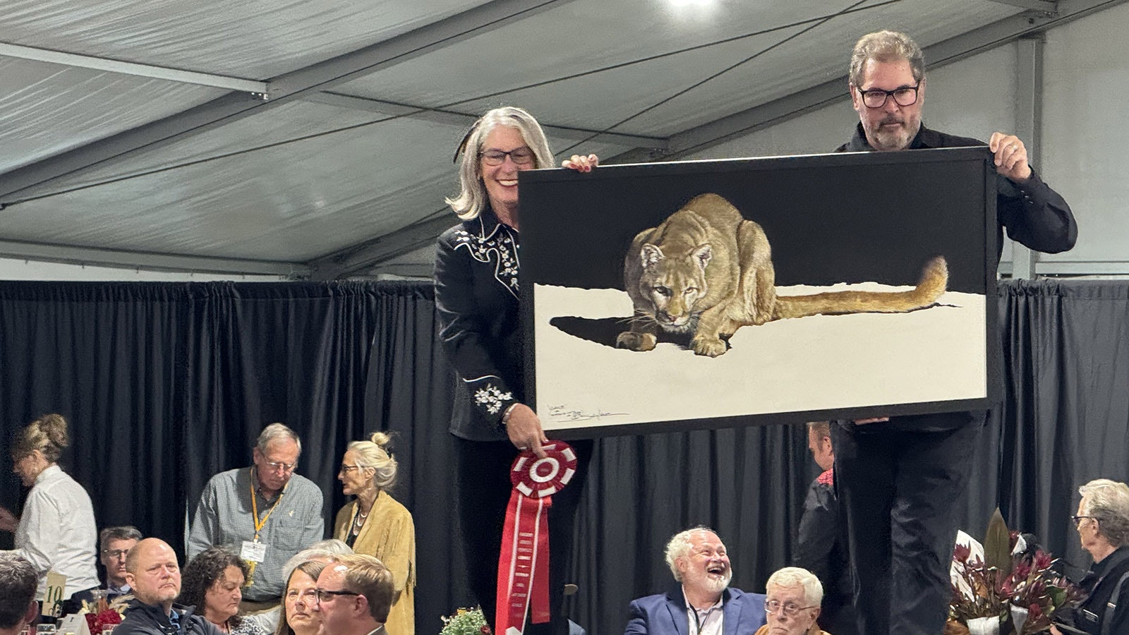 "Nuance or Nothing is Just Black or White" by Sally Maxwell won the People's Choice Award for the 43rd Buffalo Bill Art Show and Sale. It tied for the highest-selling piece in this year's show at $42,500.