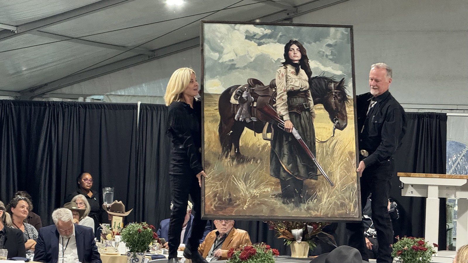 "Young Annie Oakley" by Santiago Michalek. The oil painting sold for $30,000, making it one of the highest-selling pieces of the 43rd Buffalo Bill Art Show and Sale's live auction.