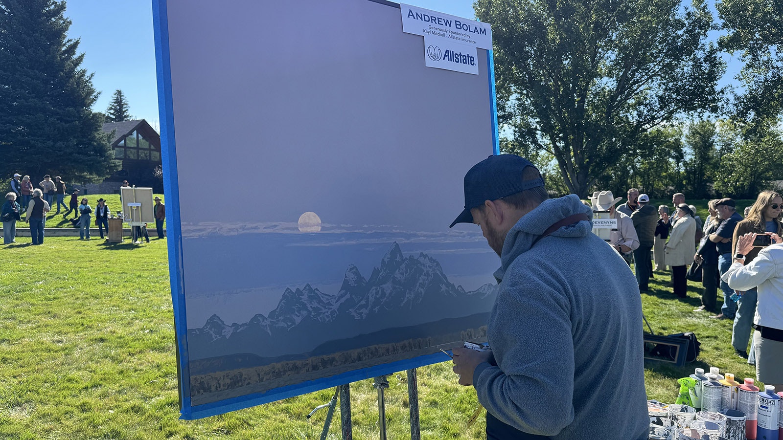 Andrew Bolam works on "The Hunter's Moon" during the 43rd Buffalo Bill Art Show and Sale's Quick Draw. This was the highest-selling painting during the Quick Draw's live auction, earning $13,000.