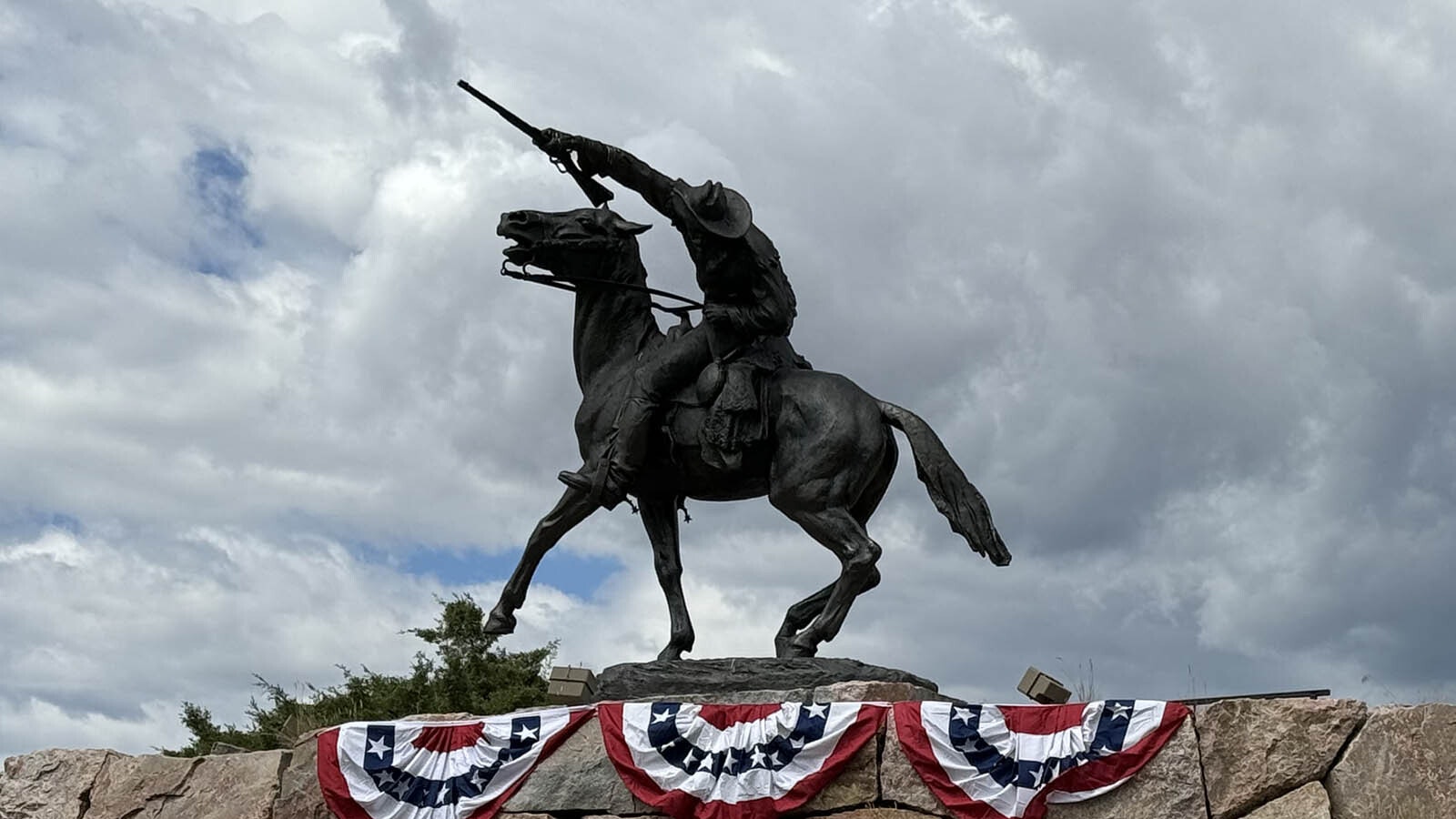 The iconic "Buffalo Bill — The Scout" sculpture at the end of Sheridan Avenue in Cody, Wyoming, depicts the town's founding father, Buffalo Bill Cody. It was rededicated Thursday, the 100th anniversary of its unveiling.