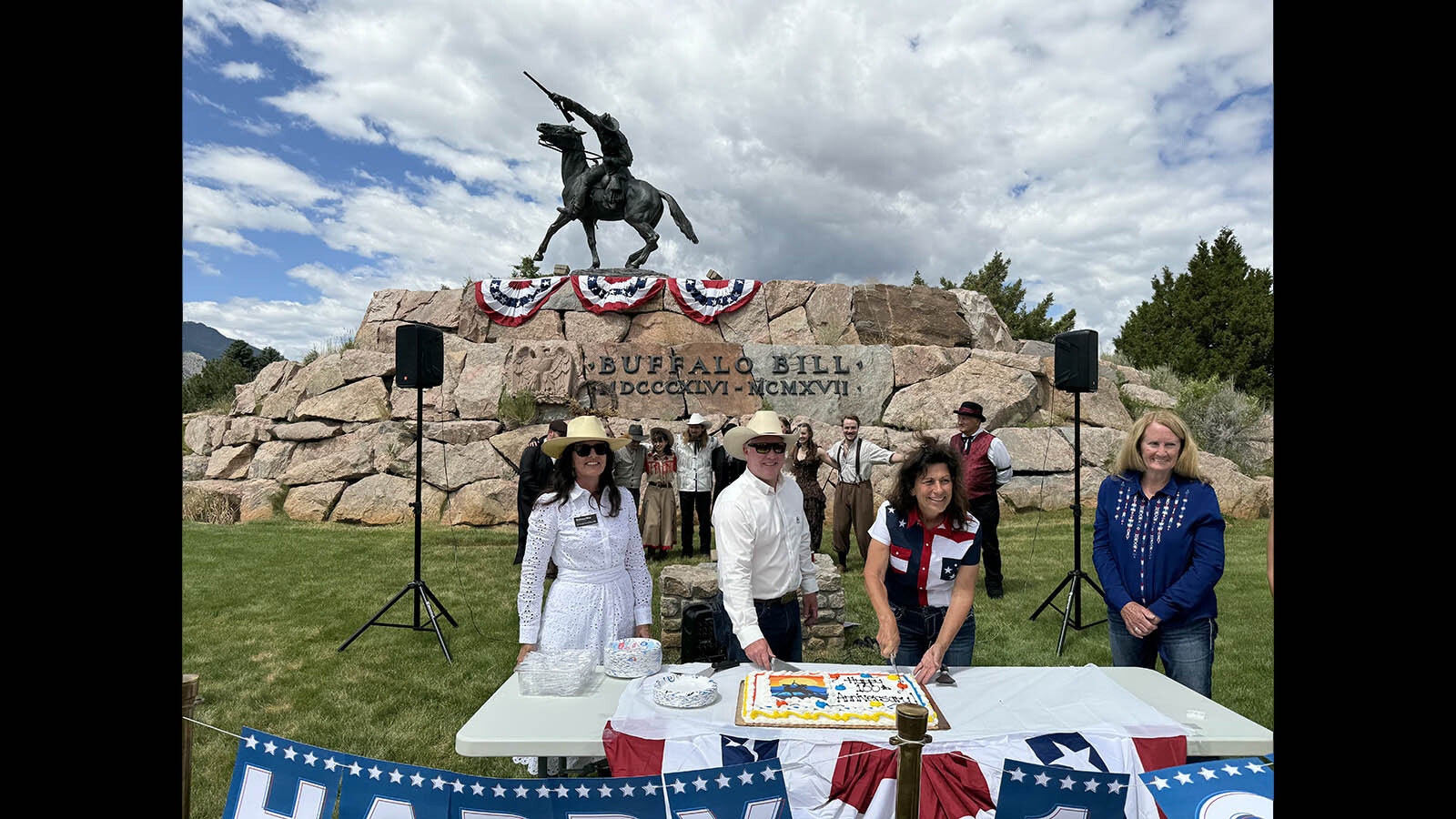 The iconic "Buffalo Bill — The Scout" sculpture at the end of Sheridan Avenue in Cody, Wyoming, depicts the town's founding father, Buffalo Bill Cody. It was rededicated Thursday, the 100th anniversary of its unveiling.