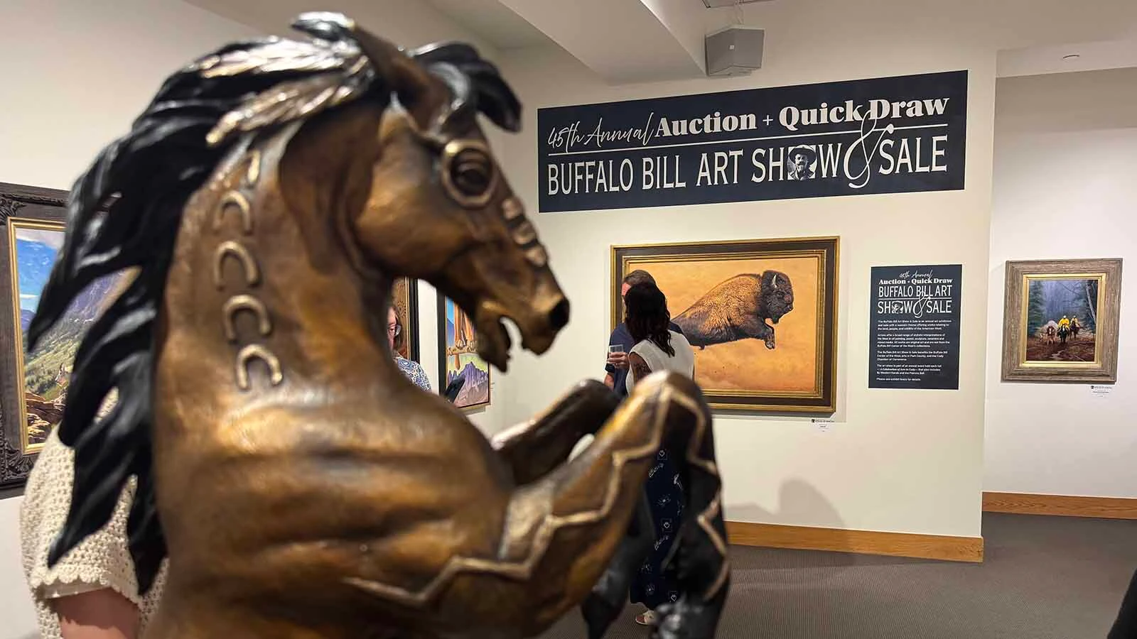 "Medicine Dog Warrior," a bronze sculpture by Chris Navarro, at the opening of the 45th Buffalo Bill Art Show and Sale.