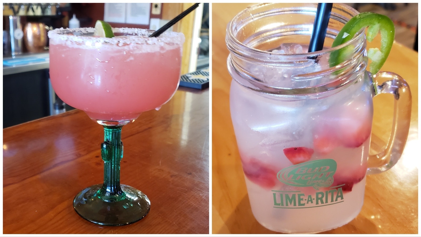 A pink maragrita and the lime-a-rita.