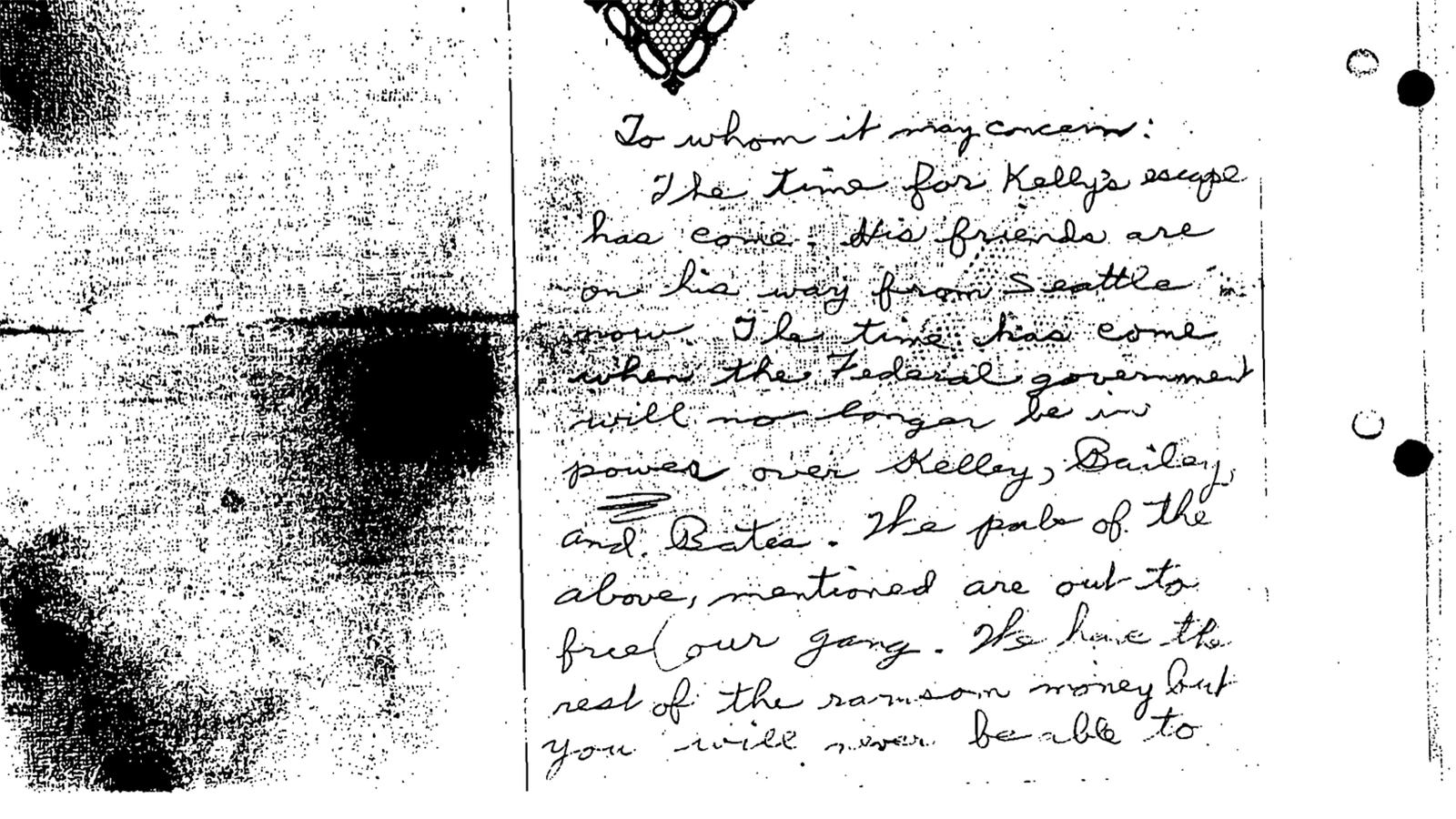 The FBI received a letter threatening to release Albert Bates and the Kellys during their trial.