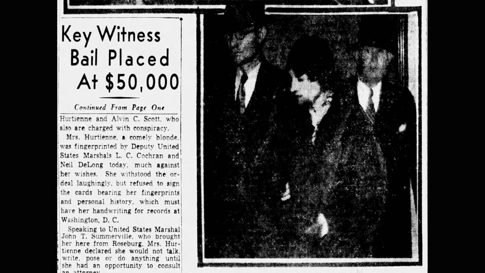 The Oregon Daily Journal on Nov. 10, 1934, reported the arrest and booking of Clara Feldman.