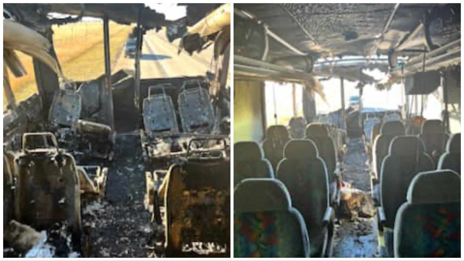 Inside the South Dakota School of Mines bus that burned on Highway 85 south of Lusk on Saturday night.