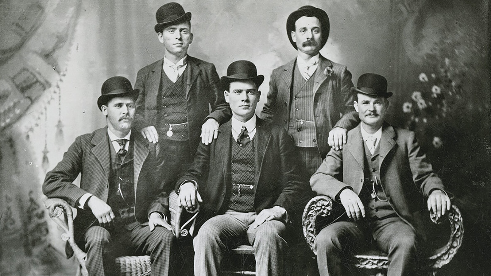 The infmaous Fort Worth Five, with Butch Cassidy pictured bottom right.