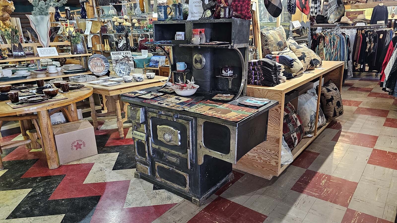 Among the historical artifacts in the store is this stove.