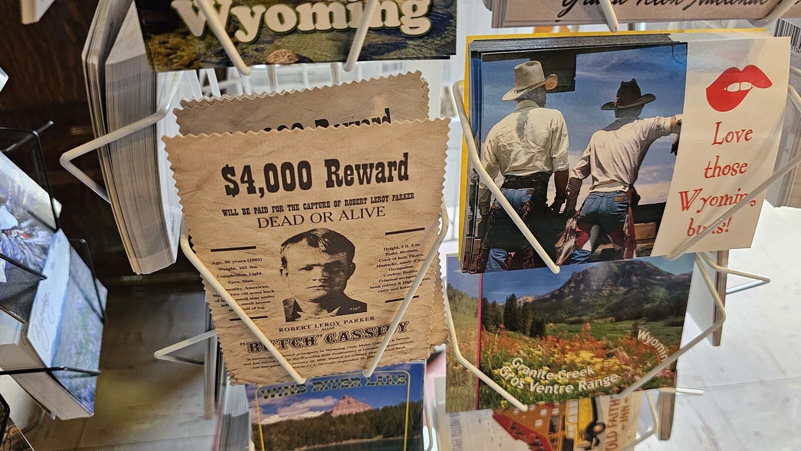 Postcards of Butch Cassidy are for sale in the store where America's last Western outlaw once shopped.