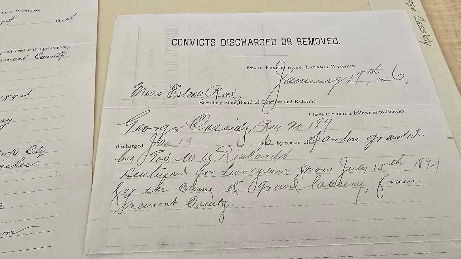 Butch Cassidy's discharge papers are kept at the Wyoming State Archives.