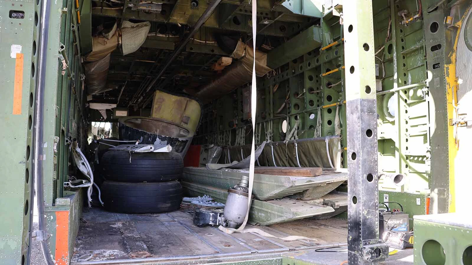 The interior from the back of the C-119 reveals why it was called the “Flying Boxcar.”