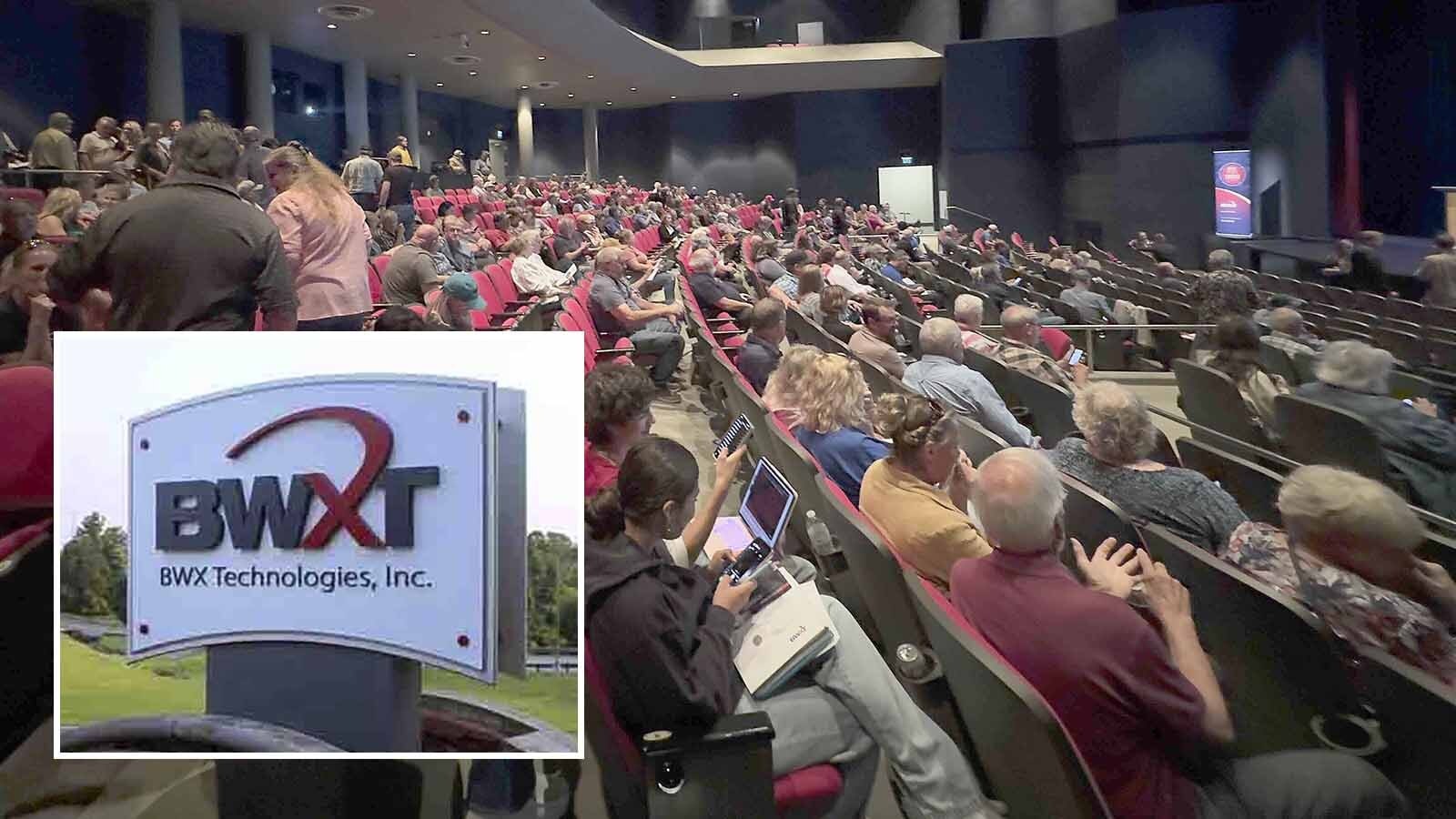More than 300 people filed into the Cam-plex Heritage Center Theater on Tuesday night for a presentation from BWXT about its proposed nuclear fuel manufacturing facility in Gillette.
