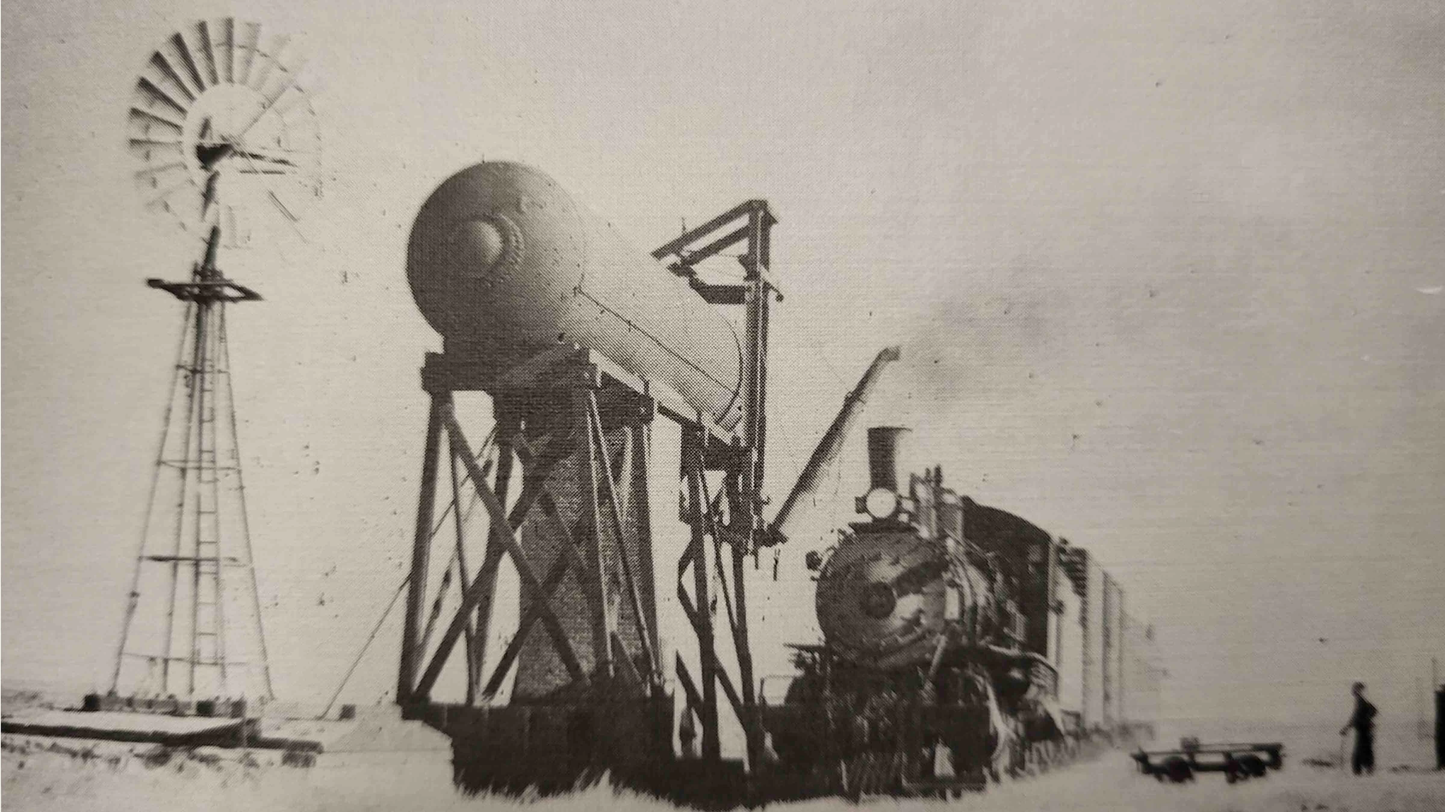 Historical photo of CB&Q train in an unknown location and timeframe