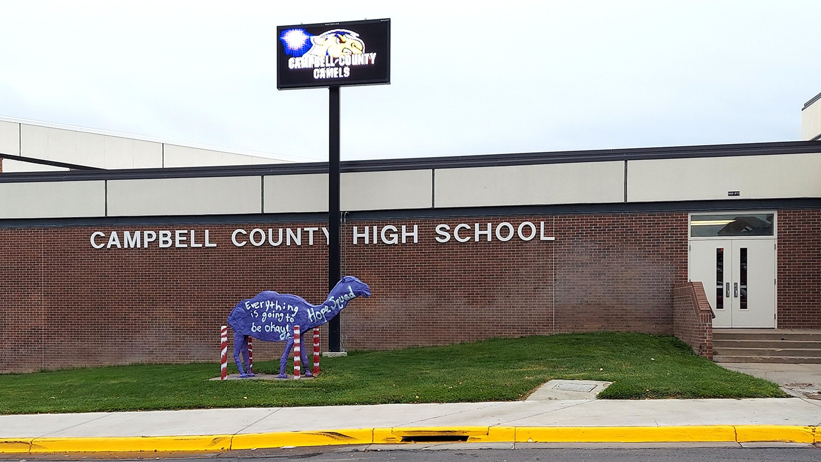 The camel is the mascot for Campbell County High School in Gillette, and the school's "Camel pride" is emphasized with the large camel sculpture in front of the school. Called Humphrey, the sculpture is painted by student classes and clubs multiple times a year, including the Hope Squad.
