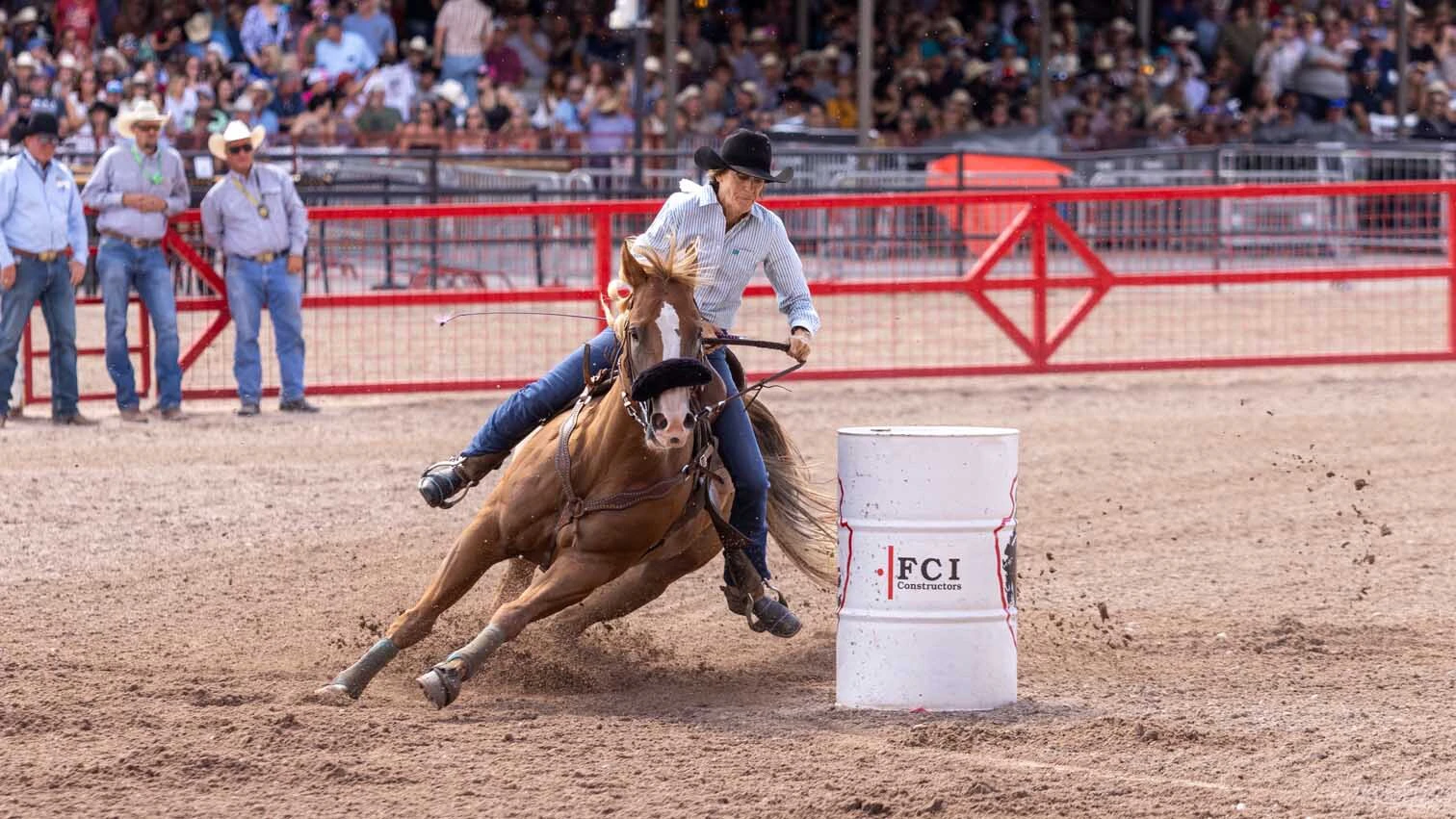 Kim Squires from Carnegie, OK, ran the fastest run of the day with a 17.37 to win the semi-finals at Cheyenne Frontier Days on Saturday, July 25. 