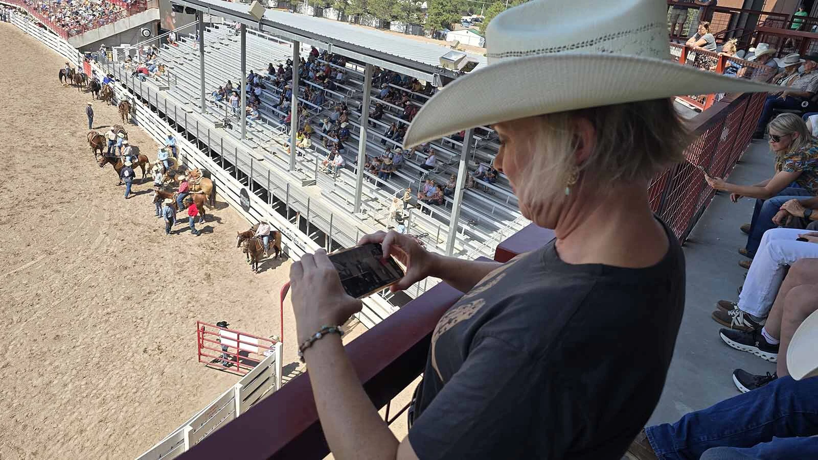 Jennifer Gray came all the way from Virginia to attend Cheyenne Frontier Days, as well as visit her son, who is in the military. She was enjoying the skybox experience.