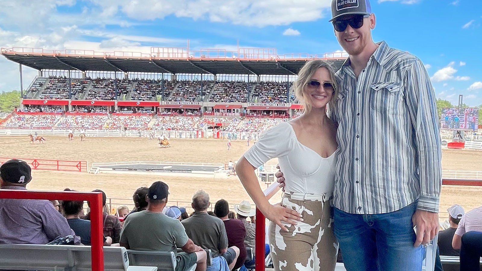 Trey Kothe and Sheena Krehbiel at the 2022 Cheyenne Frontier Days Rodeo.