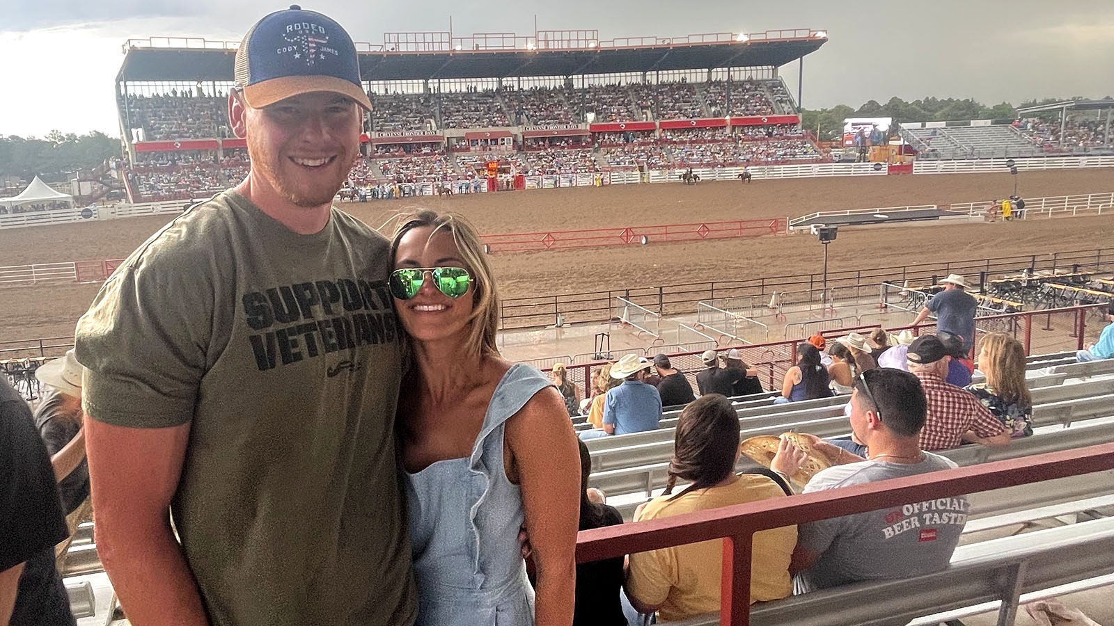 Newlyweds Trey and Sheena Kothe at this year's Cheyenne Frontier Days rodeo. The couple met at CFD and the event holds a special place in their relationship.