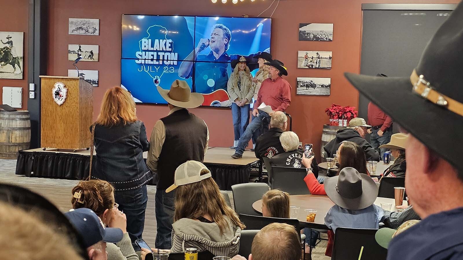 The crowd cheered as Blake Shelton was announced as one of Cheyenne Frontier Days' headliners for Frontier Nights.