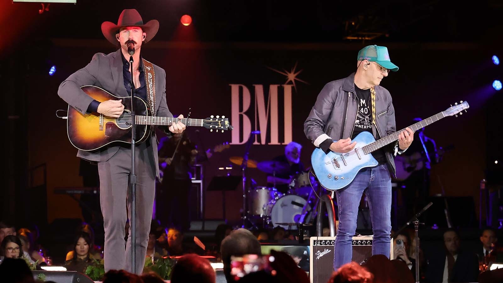 Riley Green performs with Trace Adkins on July 22, 2026, at Cheyenne Frontier Days.