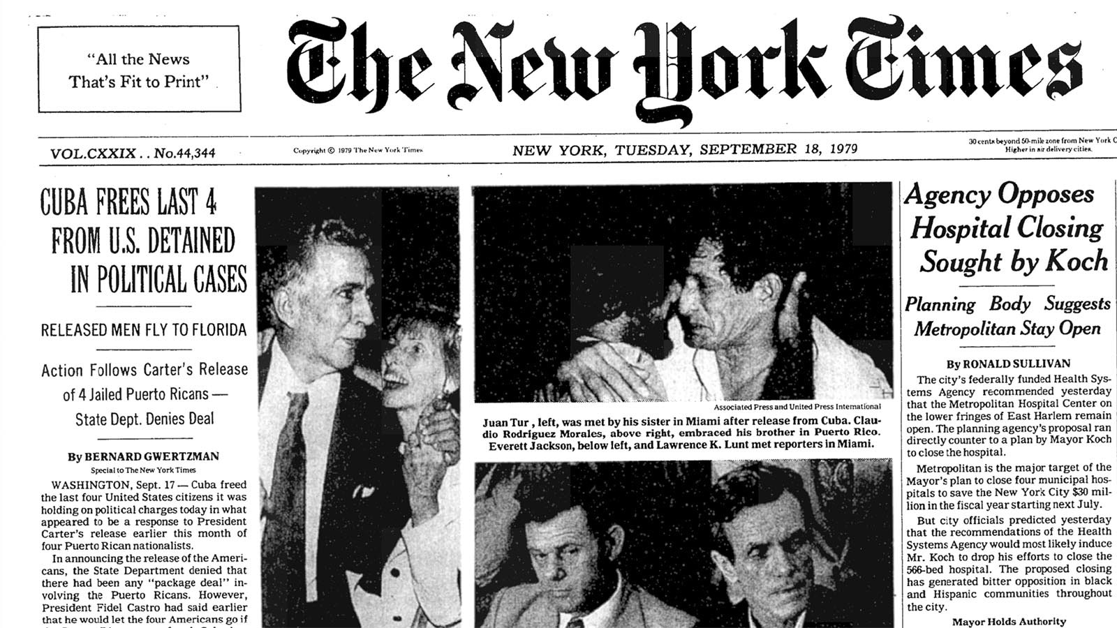 The New York Times had a front-page story and photos on Lawrence K. Lunt’s release from prison.
