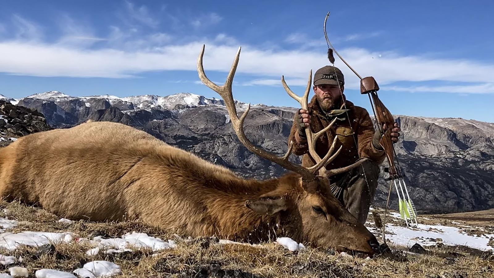 Cade Cole lived off the land for days while hunting the mountains near Dubois, and killed a bull elk with a traditional recurve bow.